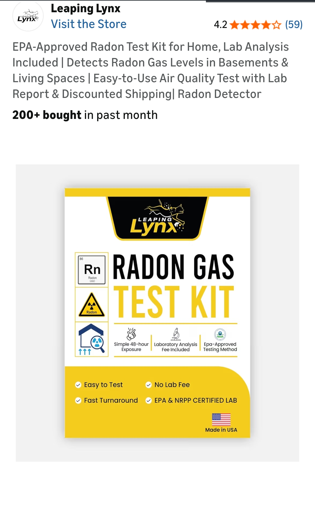 Radon Test Kit for Home