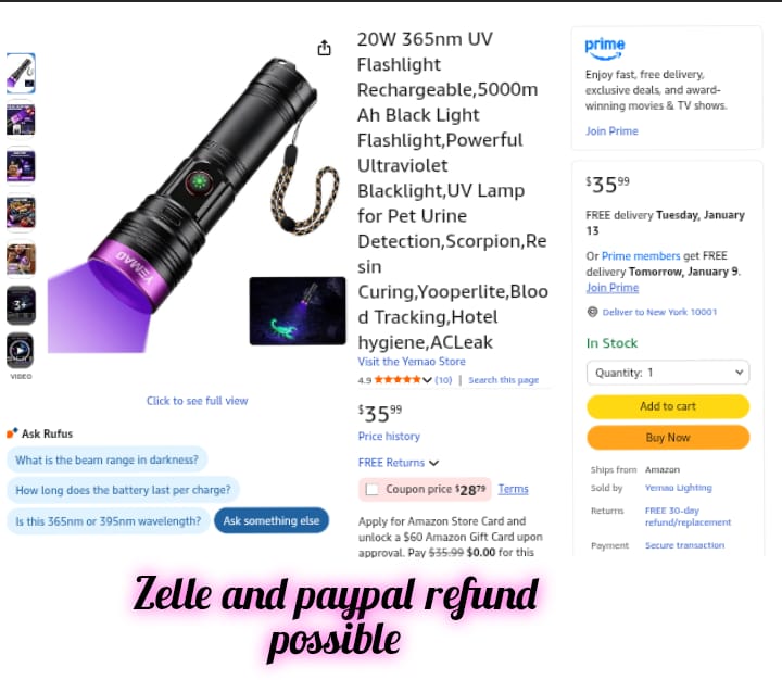 365nm uv flashlight
