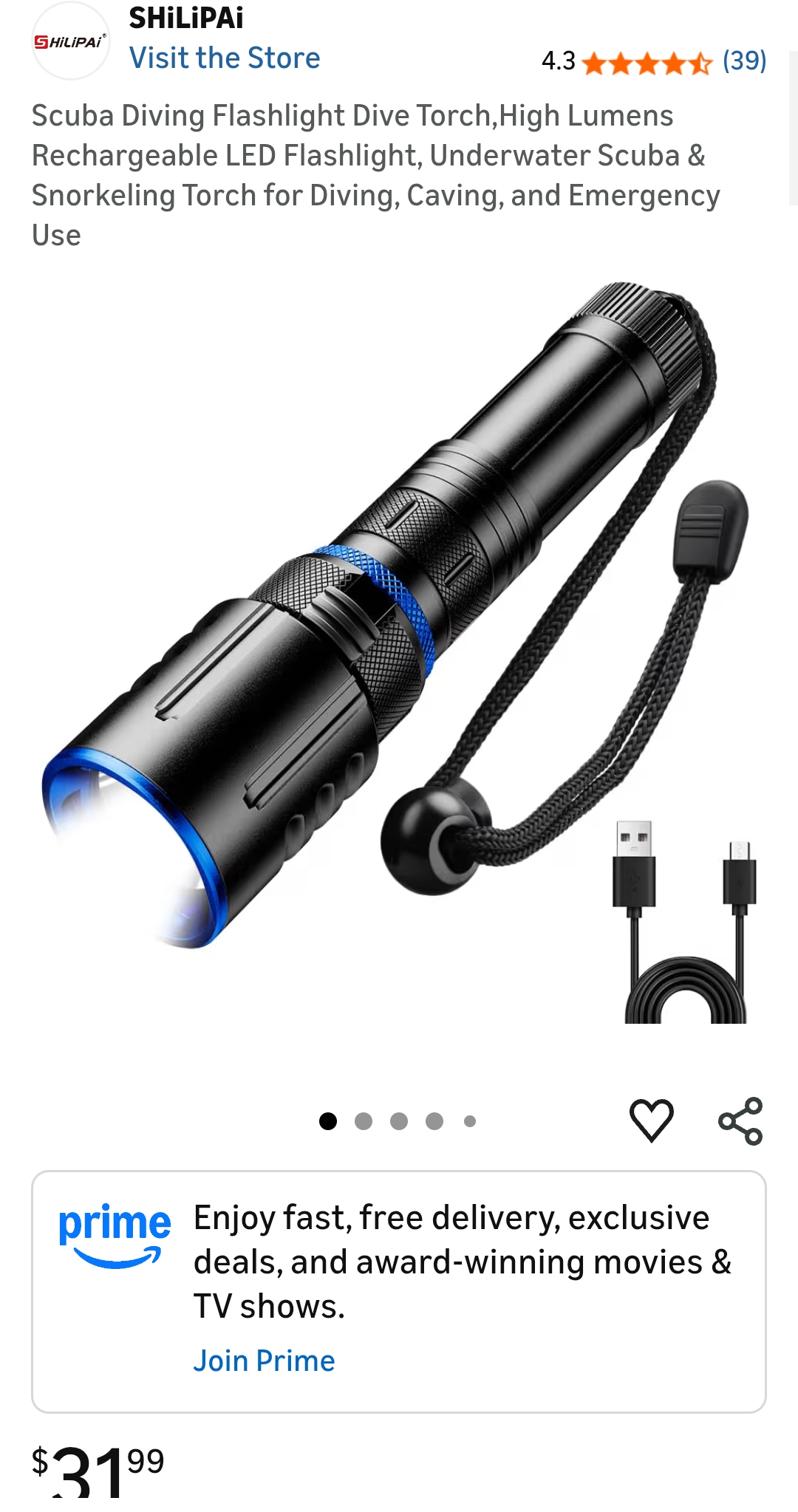 Scuba Diving Flashlight Dive Torch