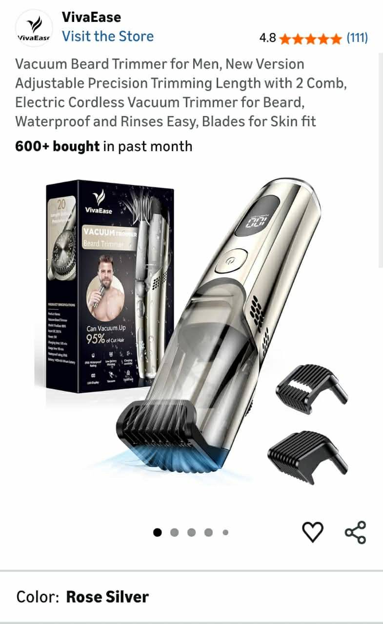 Vacuum Beard Trimmer for Men