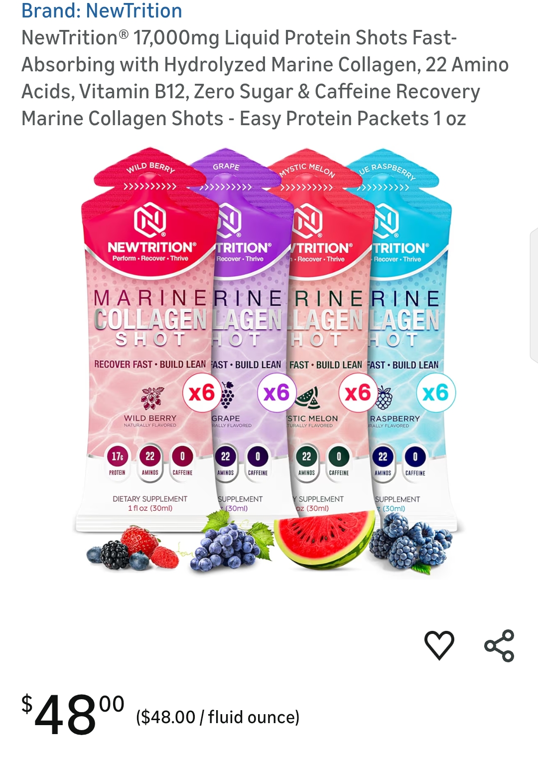 Liquid Protein Shots  Marine Collagen Shots