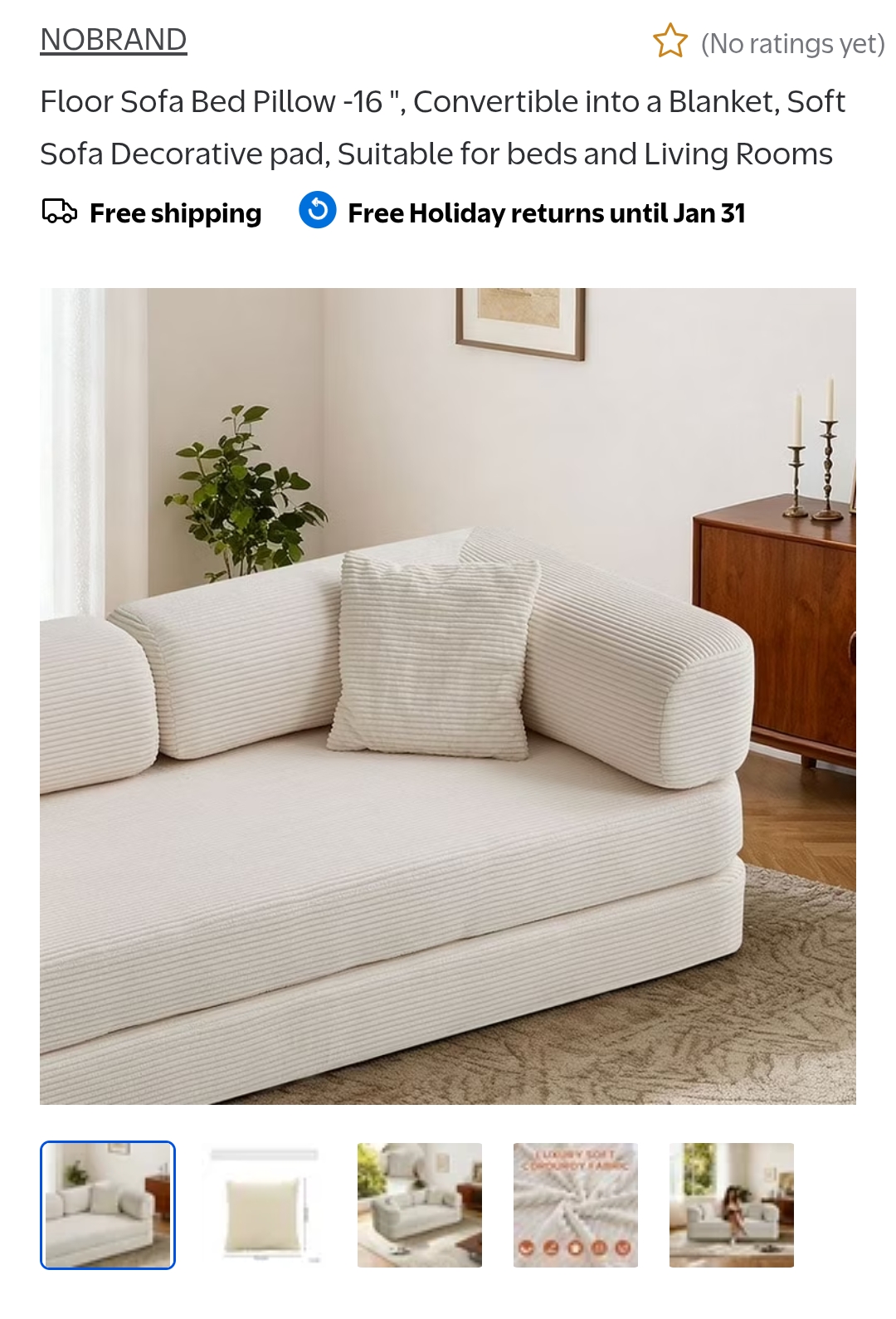 "Pillow 16""Convertible into a Blanket"