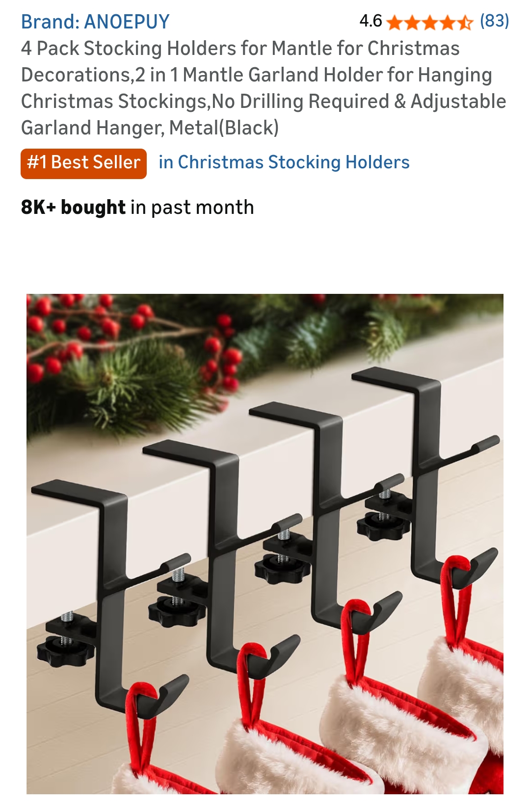 stocking holders for mantle