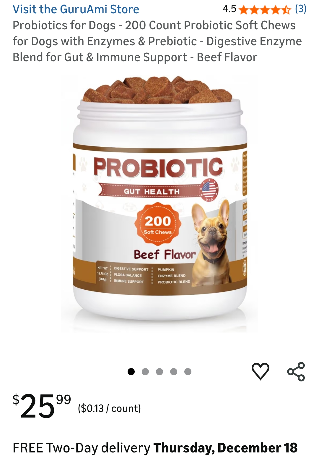 Probiotics for Dogs 200 Count Beef Flavor