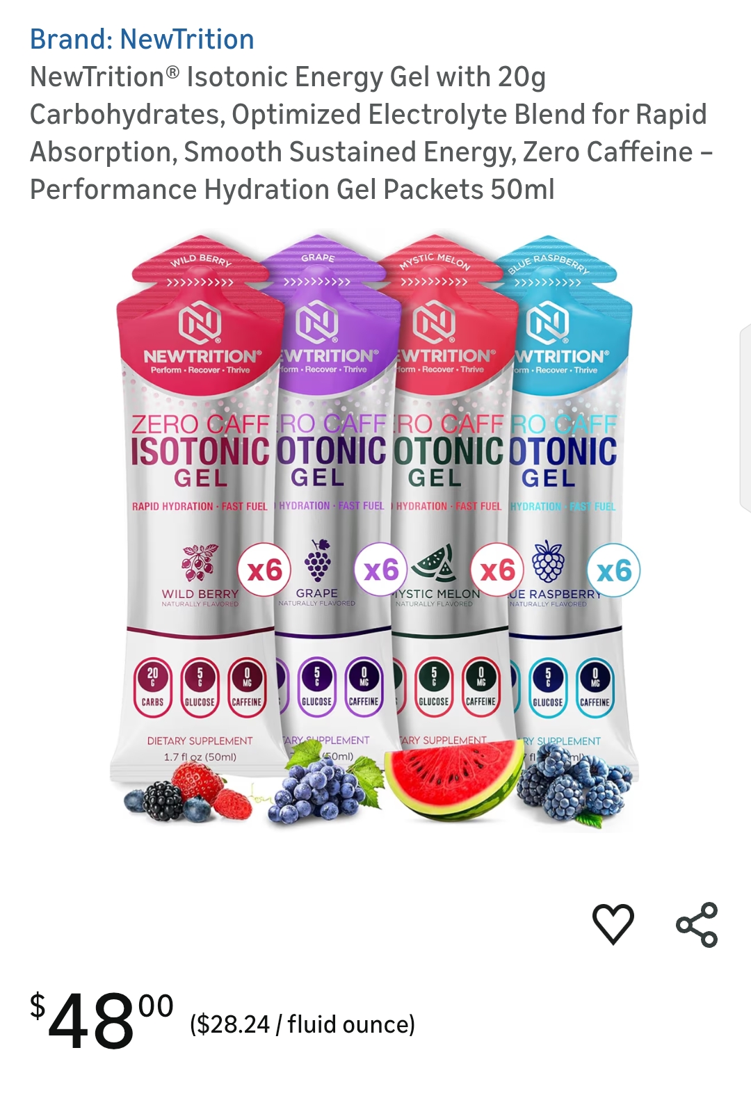 Isotonic Energy Gel Hydration Gel Packets