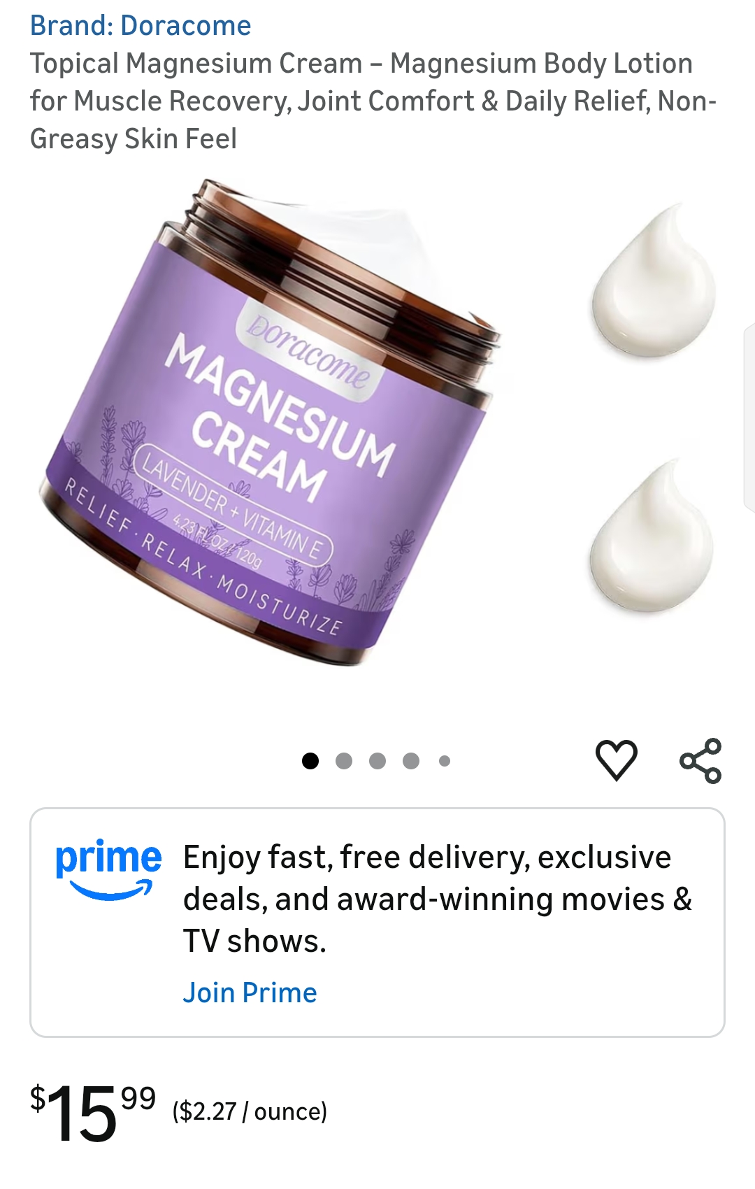 Doracome Magnesium Fast Absorbing Non Greasy