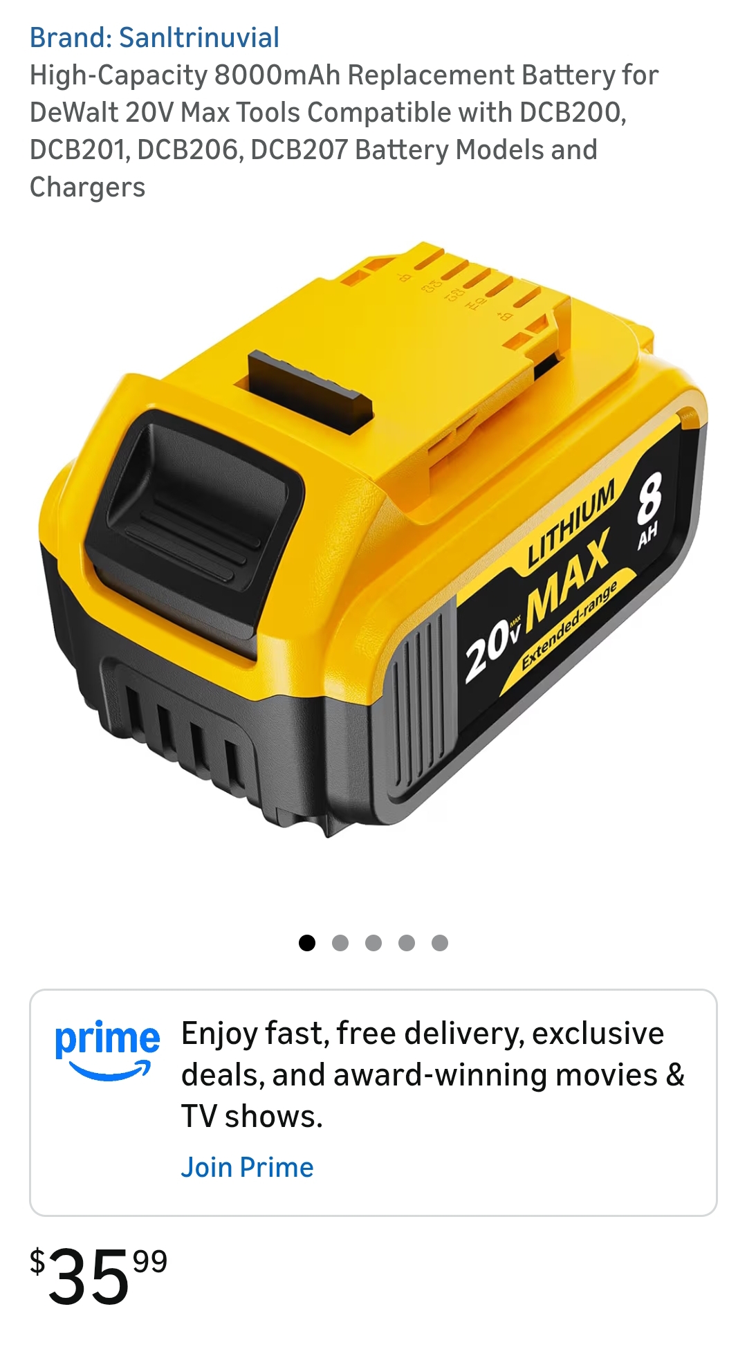 8000mAh replacement battery for dewalt