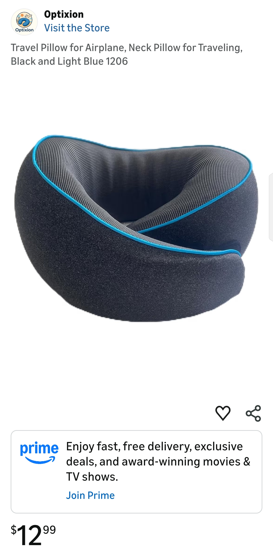 travel pillow black and light blue 1206