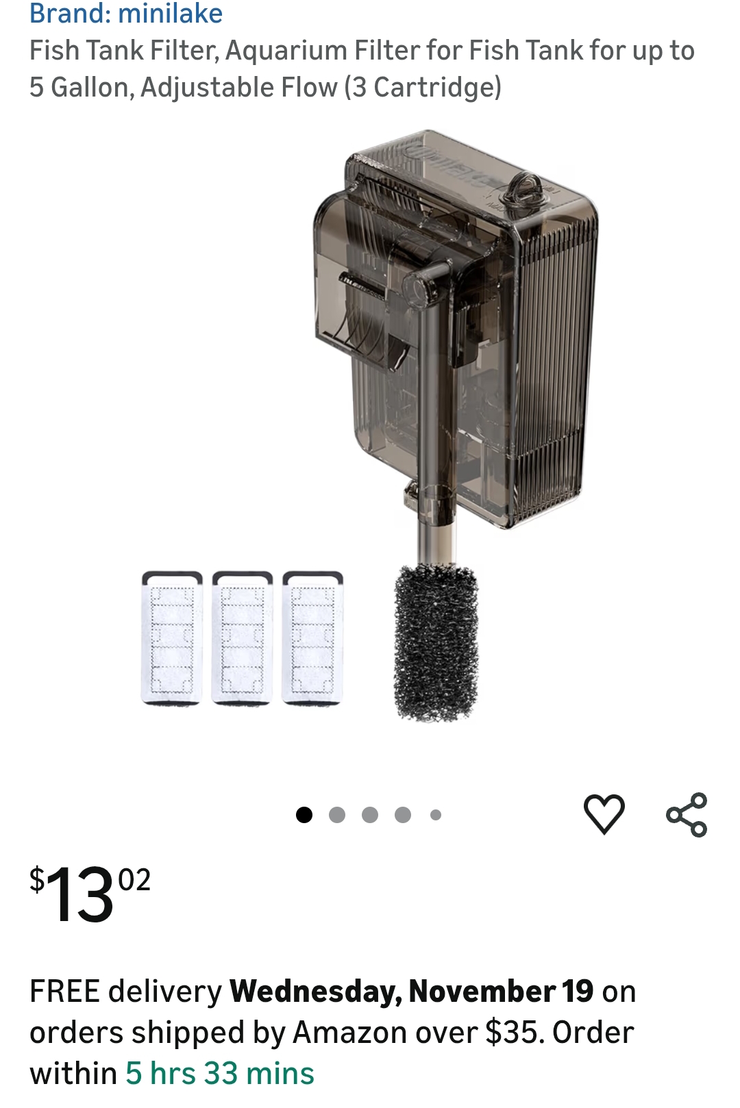 Fish Tank Filter Adjustable Flow