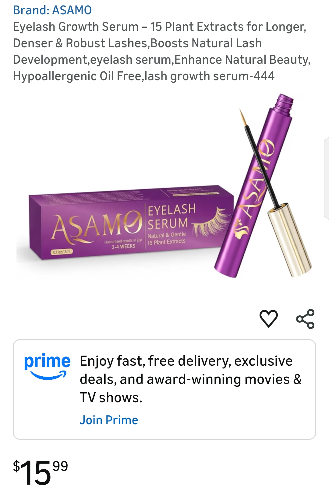 ASAMO Eyelash Growth Serum Development Hypoallergenic