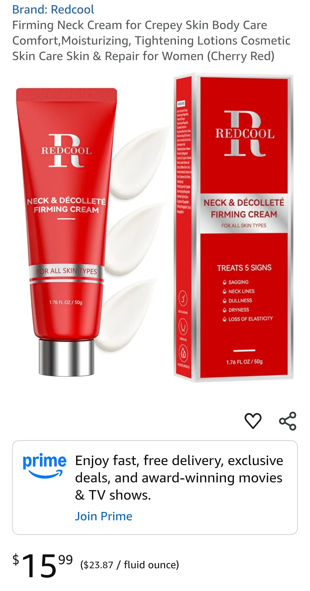 Redcool Firming Neck Cream (Cherry Red)