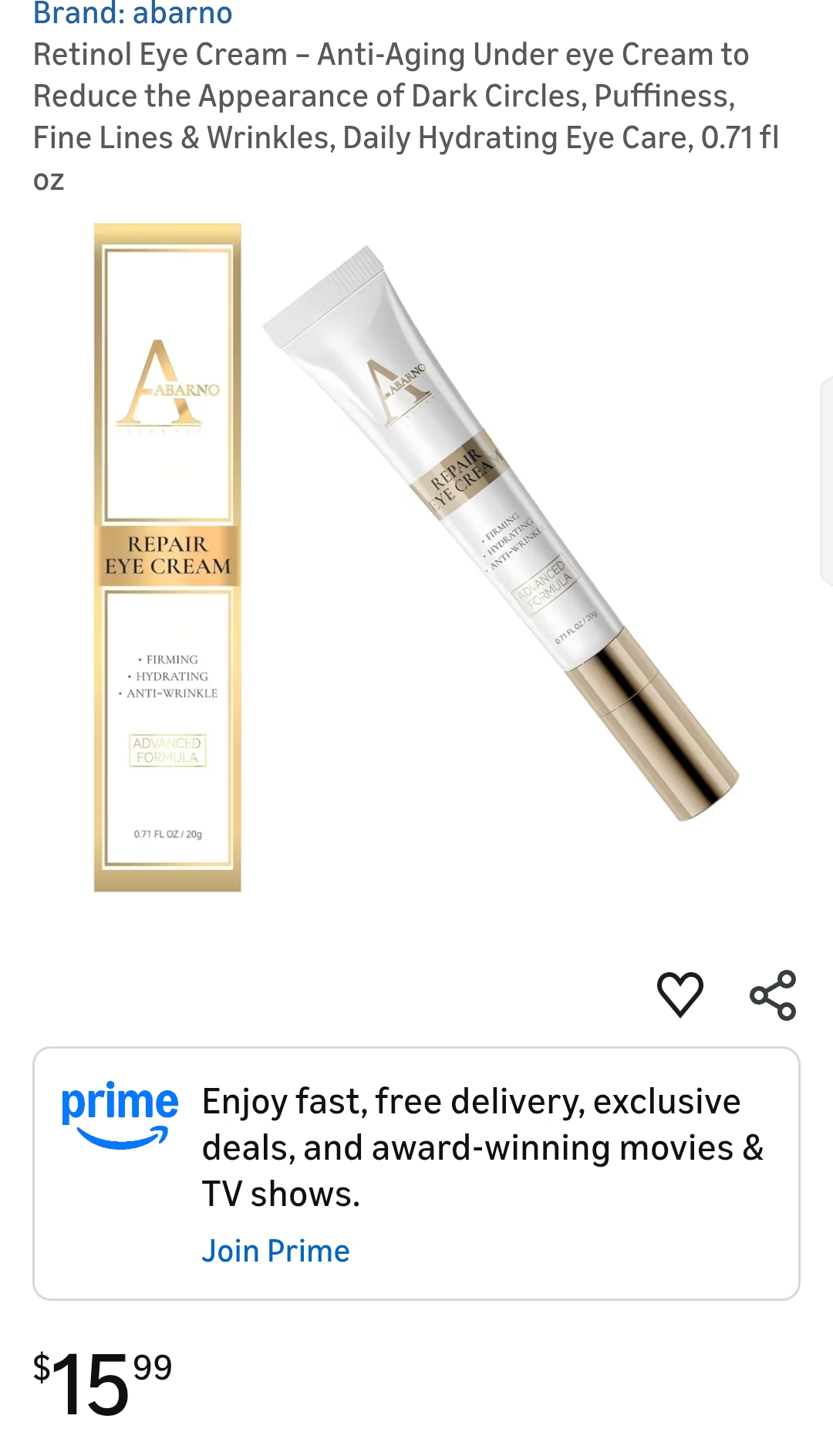 Abarno Retinol Cream Circles Puffiness