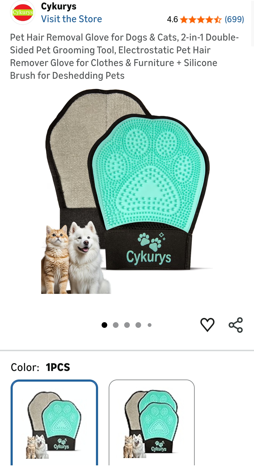 Cykurys Pet Hair Removal Glove