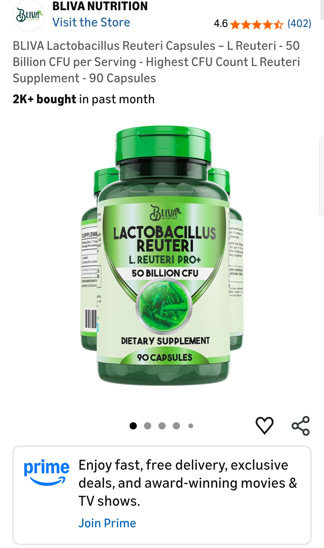 BLIVA Lactobacillus Reuteri Capsules