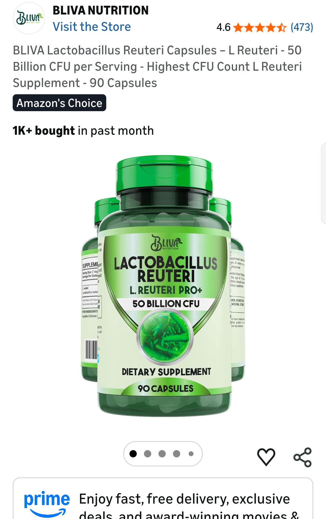 BLIVA Lactobacillus Reuteri Capsules