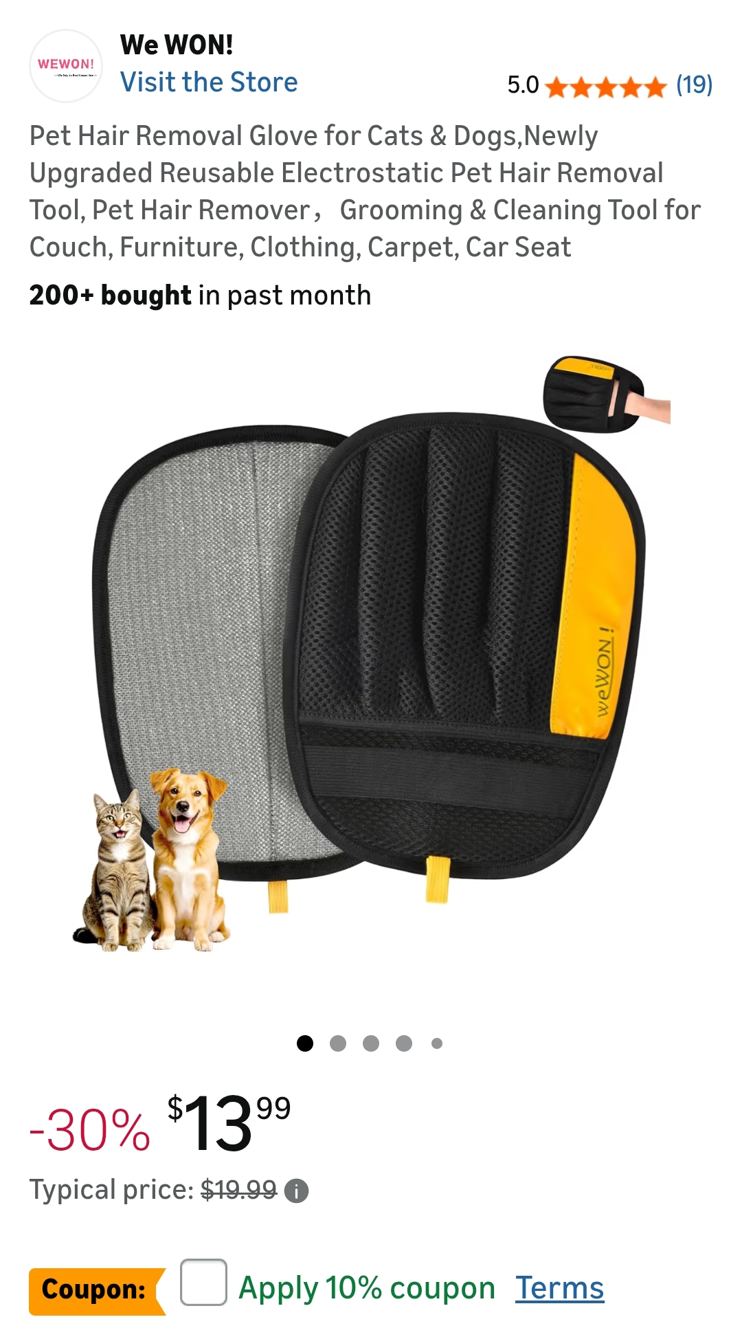 electrostatic pet hair remover glove