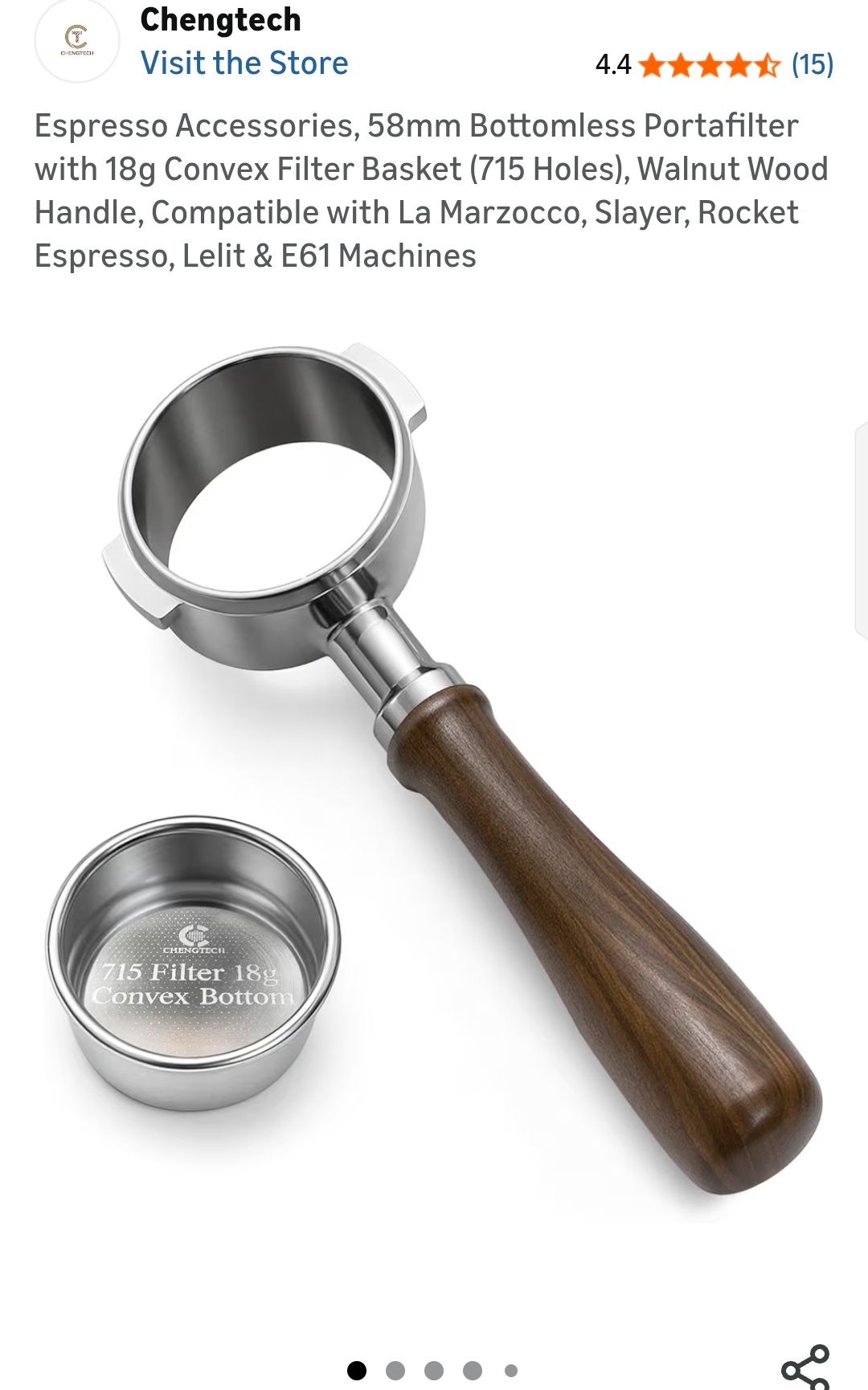 58mm walnut wood portafilter