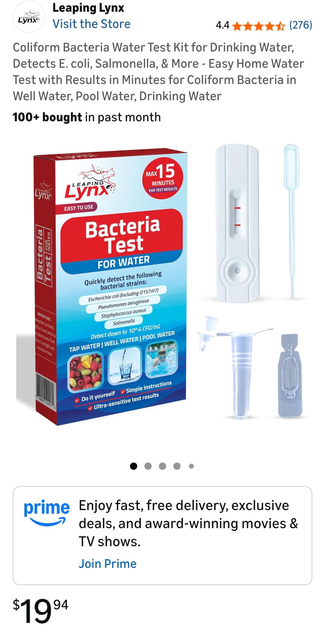 Bacteria Water Test Kit for Drinking Water