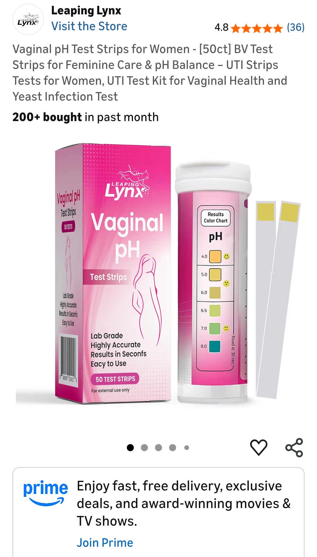Vaginal pH Test Strips for Women