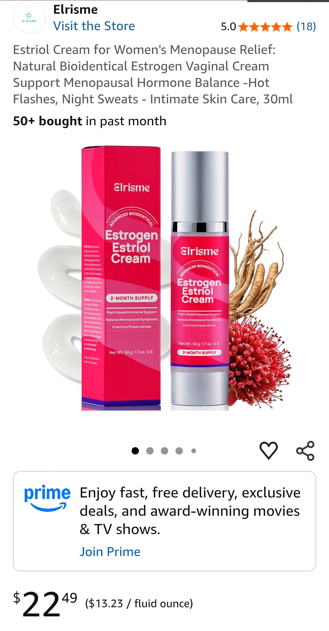 Estriol Cream for Women's Menopause Relief