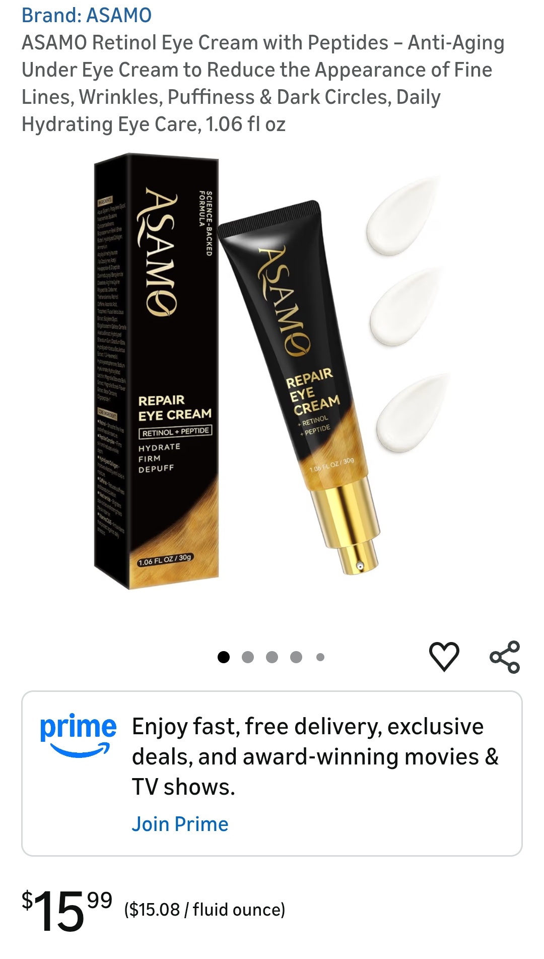 ASAMO Retinol Eye Cream with Peptides