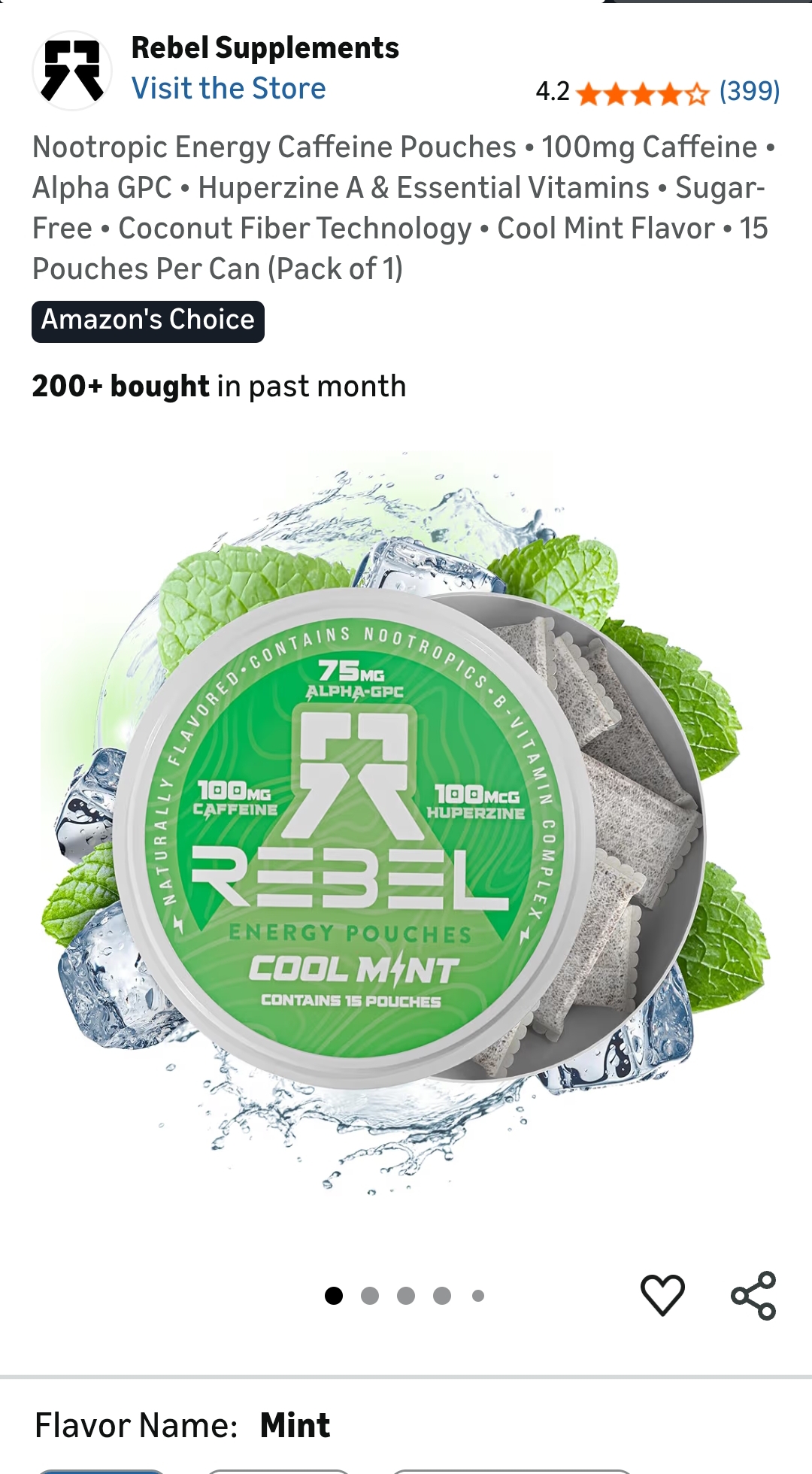 Nootropic Energy Caffeine Pouches