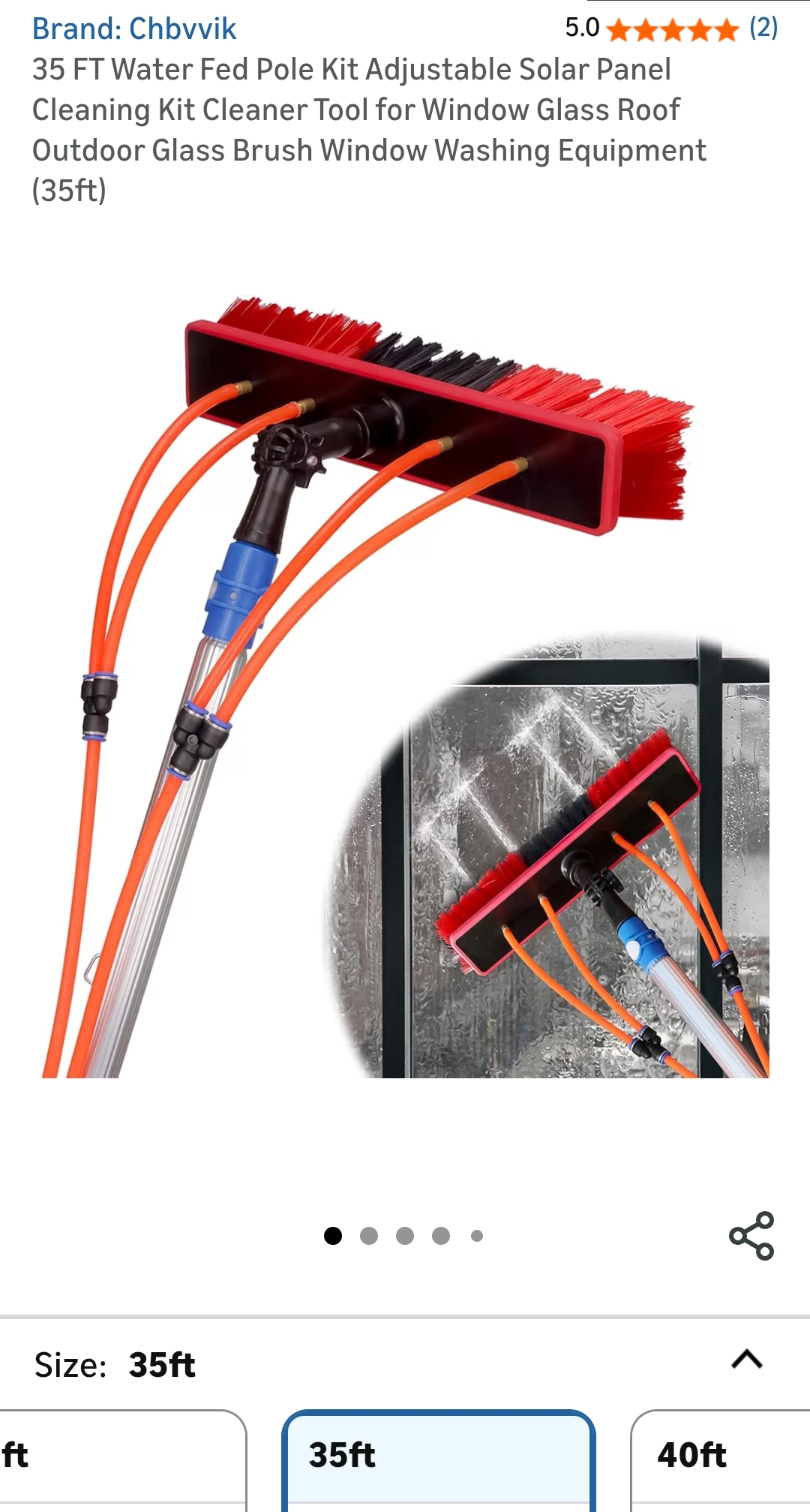 solar panel cleaning brush and pole