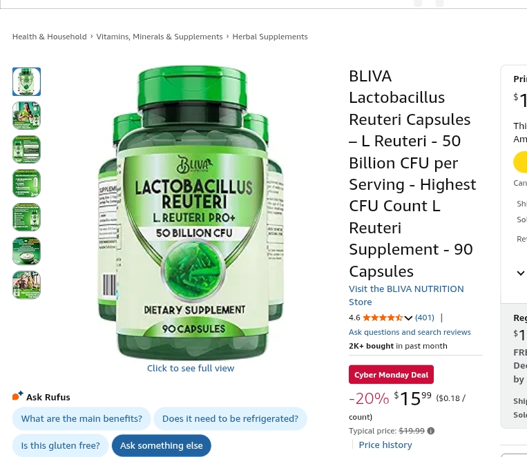 BLIVA Lactobacillus Reuteri Capsules