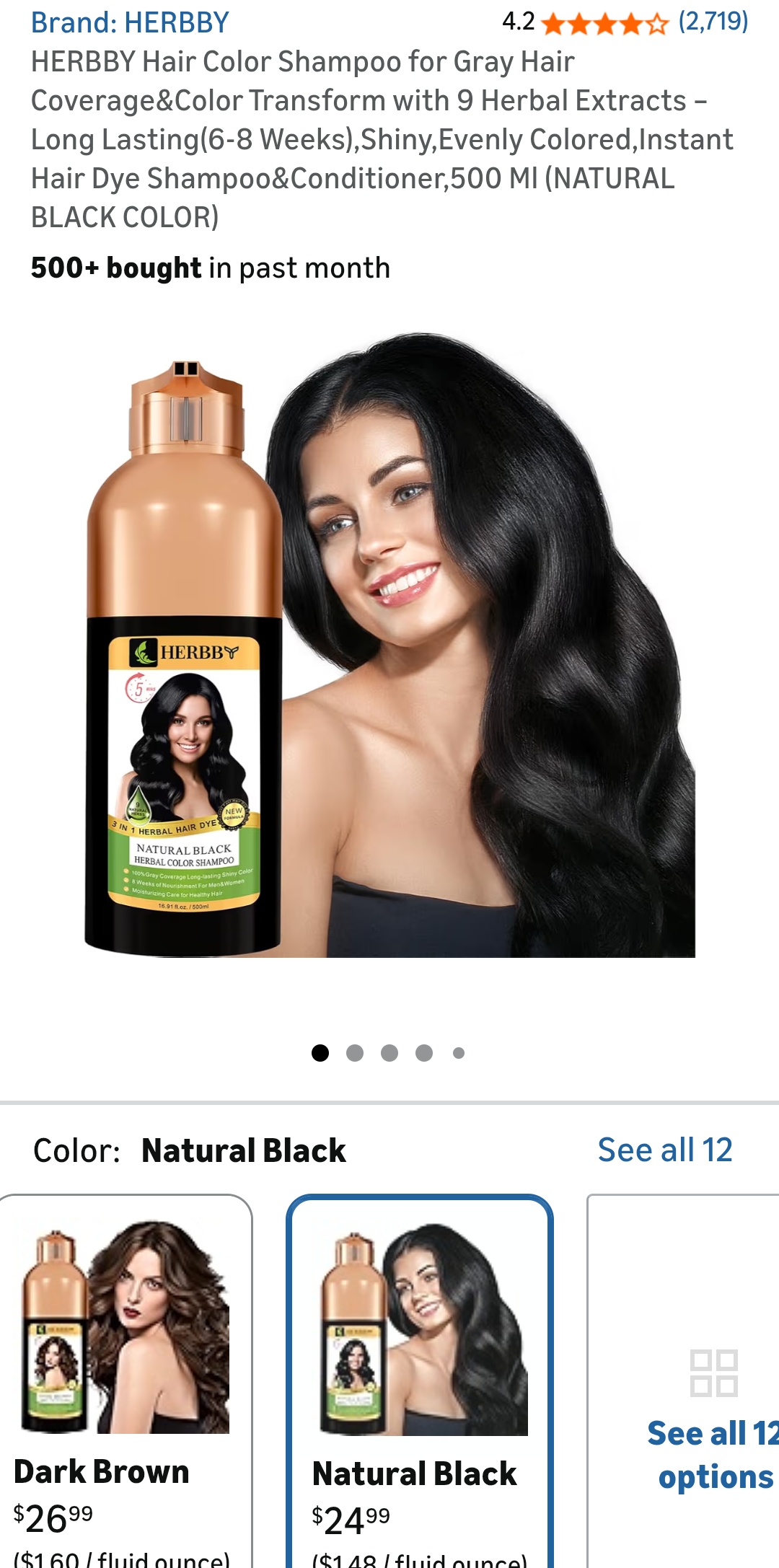 HERBBY Hair Color Shampoo for Gray Hair