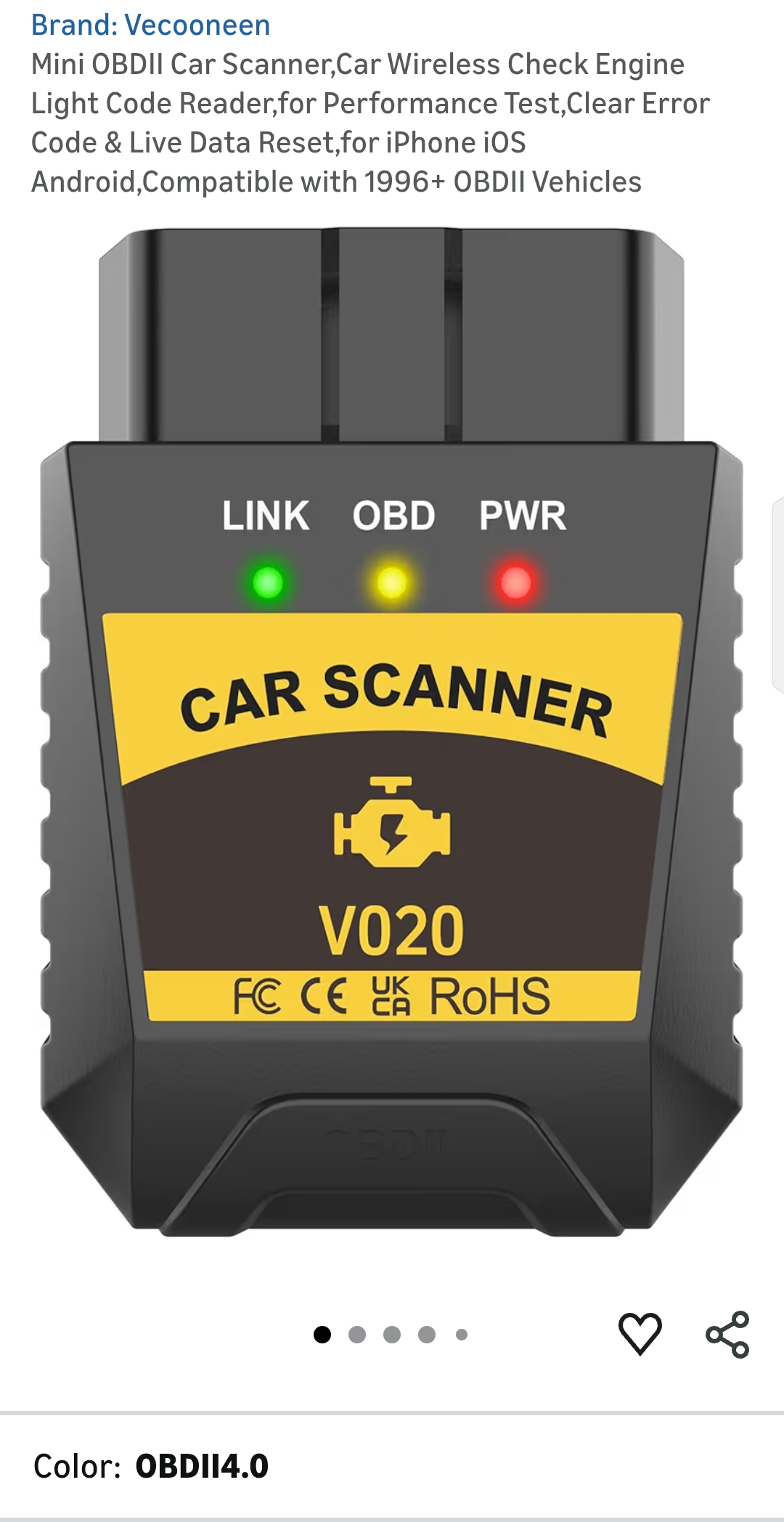 Vecooneen Mini OBD2 Car Scanner