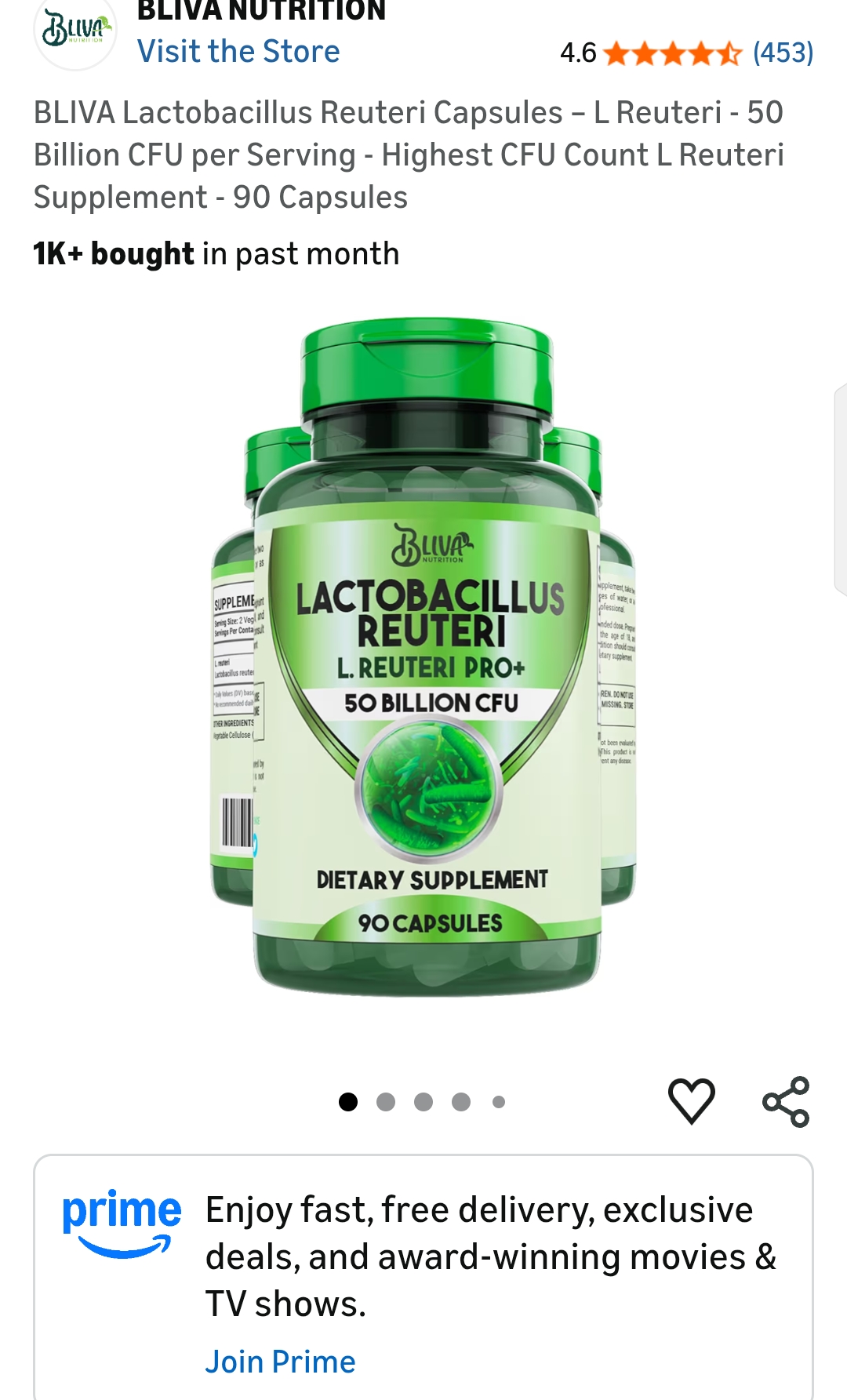 BLIVA Lactobacillus Reuteri Capsules