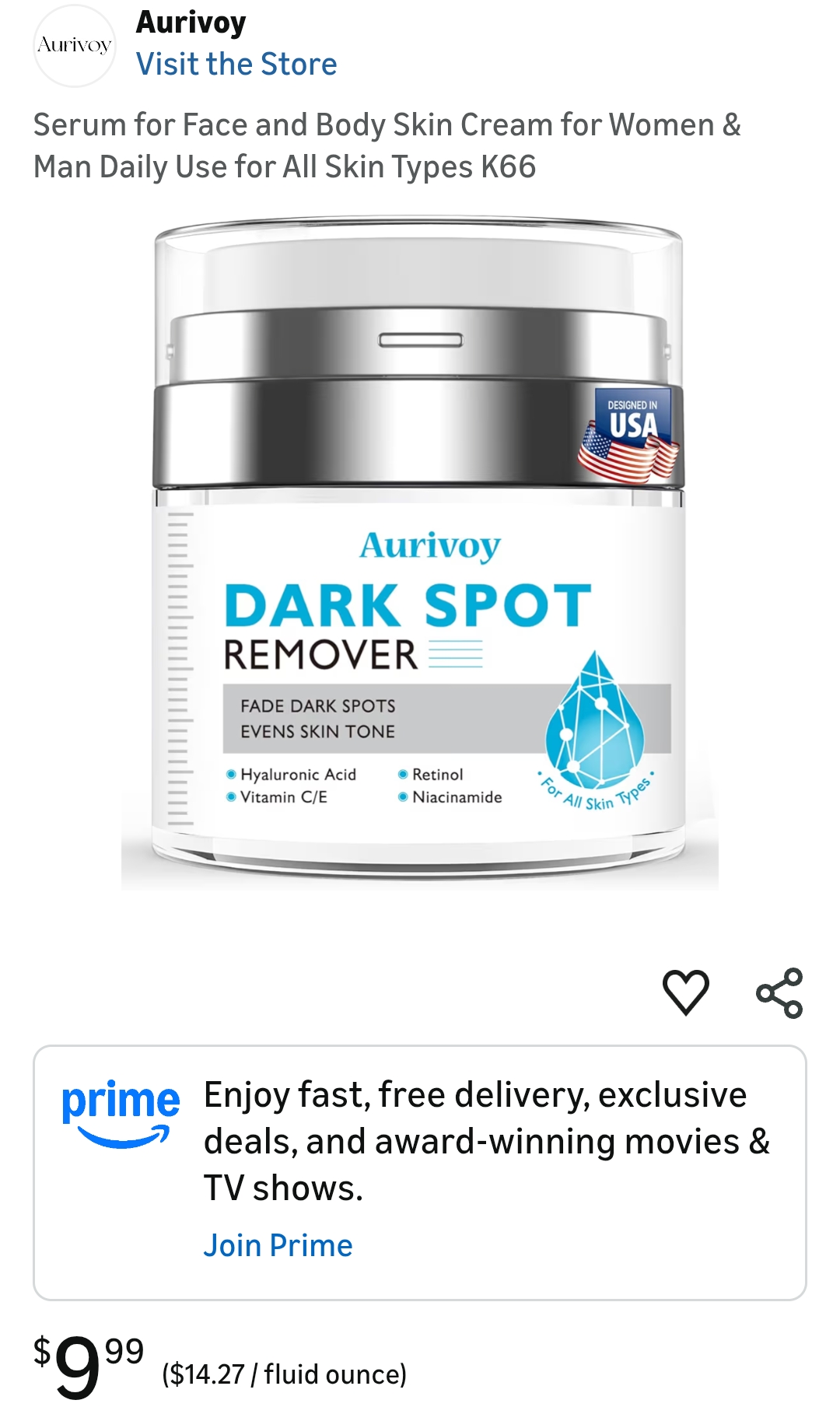 Serum for Face and Body Skin Cream for Women