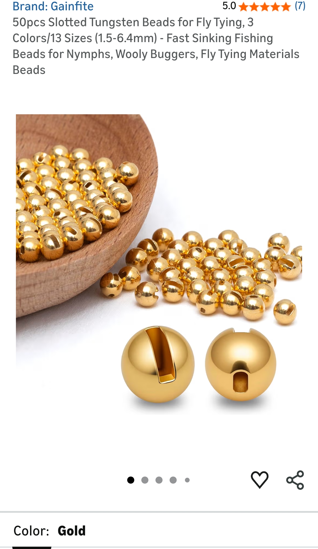 50pcs Slotted Tungsten Beads for Fly