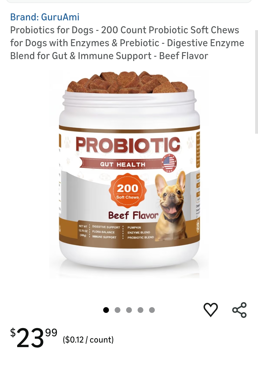 Probiotics for Dogs 200 Count Beef Flavor
