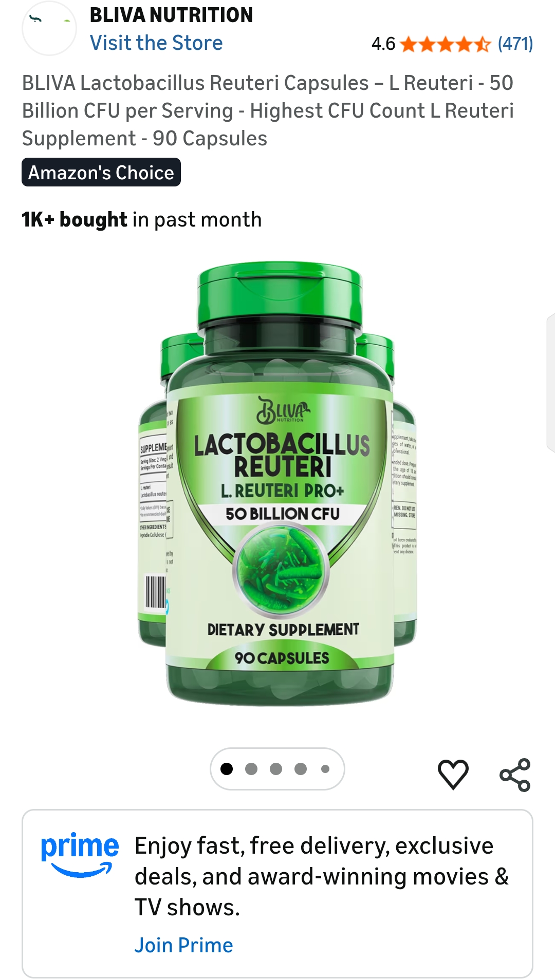 BLIVA Lactobacillus Reuteri Capsules