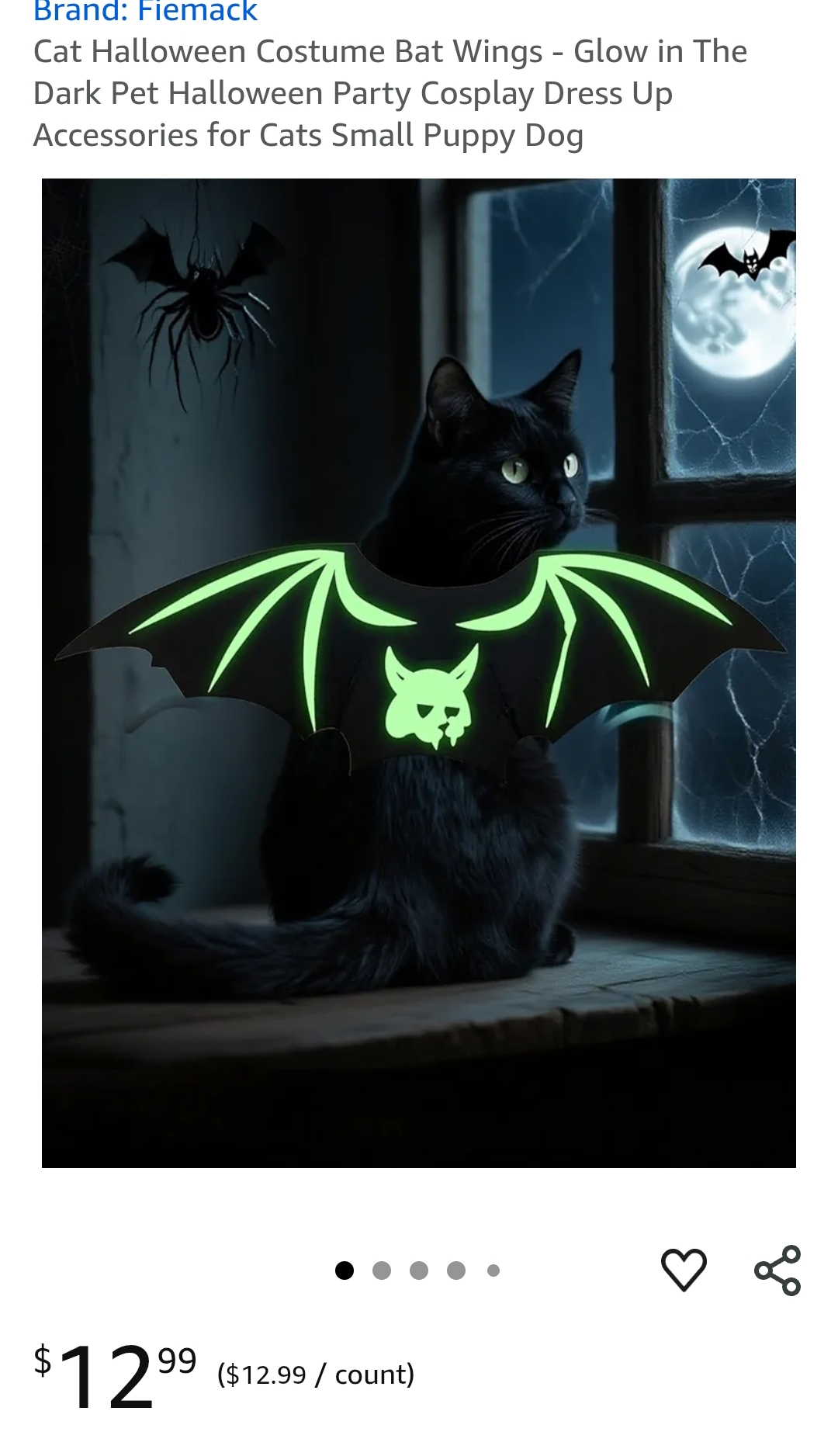 "Glow in The Dark Cat Bat Wings "