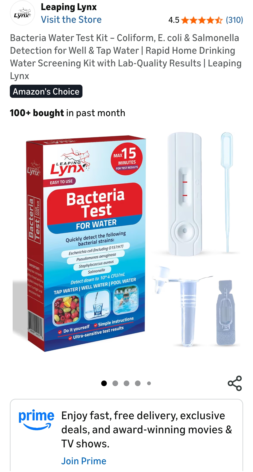 Bacteria Water Test Kit