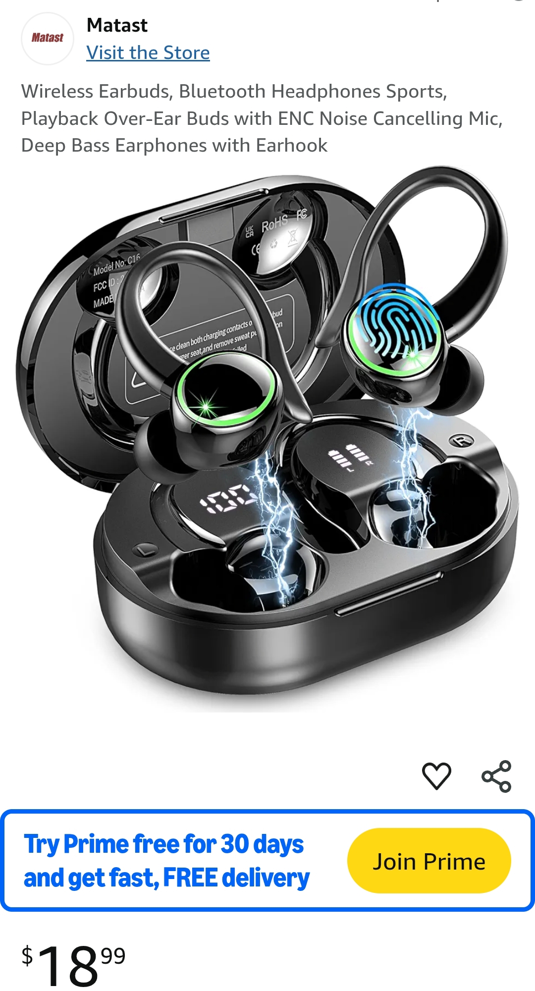 Matast Wireless Earbuds, Bluetooth Headphones