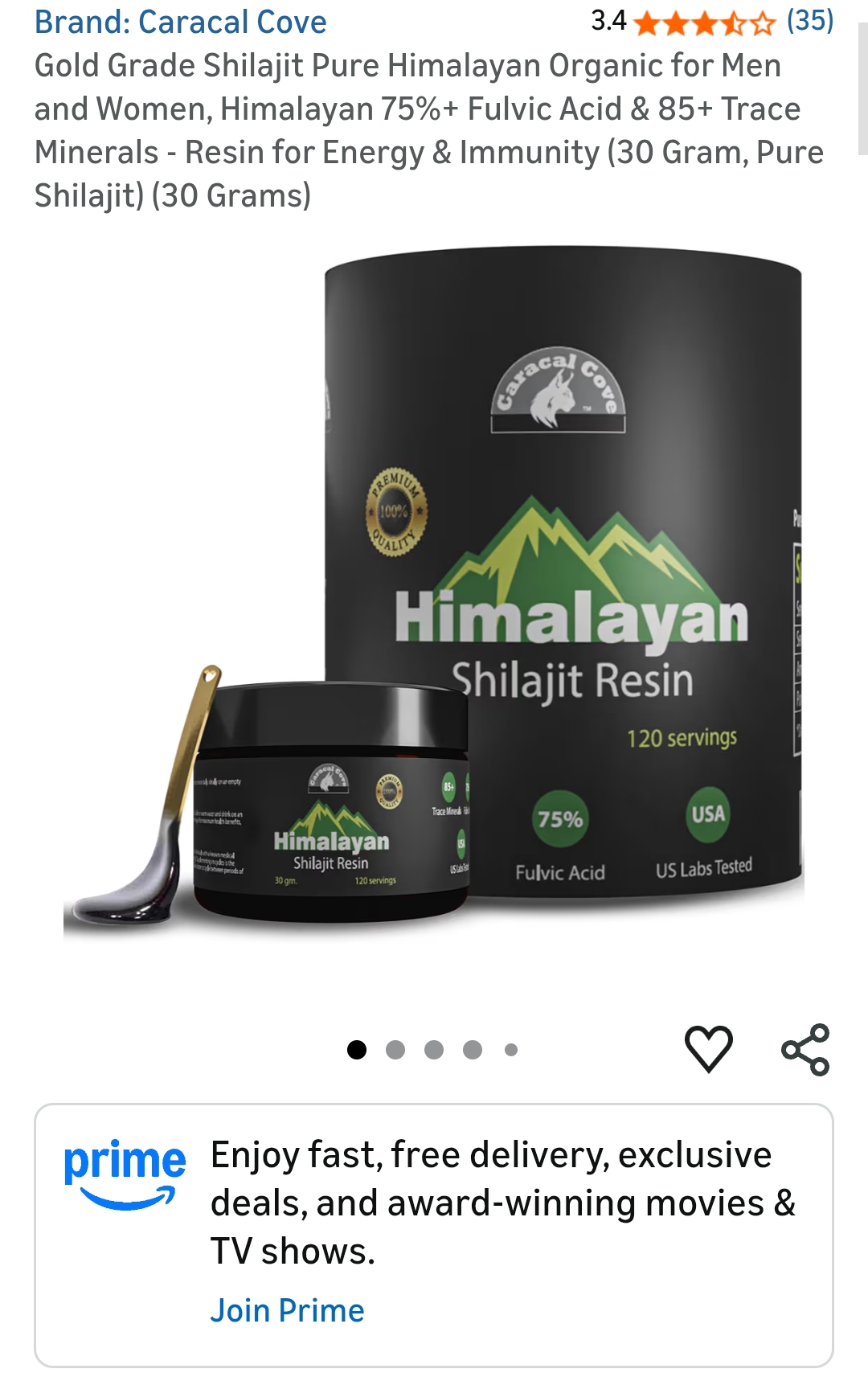 Gold Grade Shilajit Pure Himalayan Organic for Men and Women