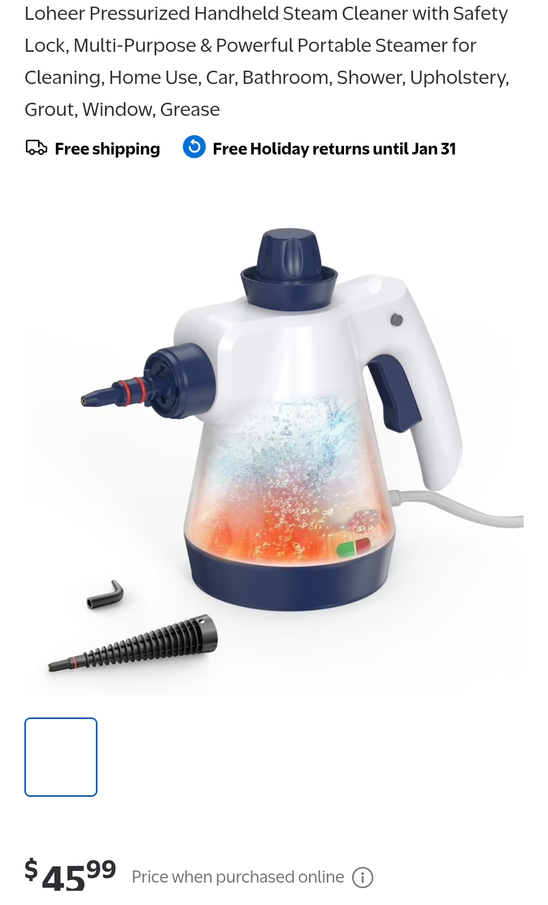 Loheer Pressurized Handheld Steam Cleaner