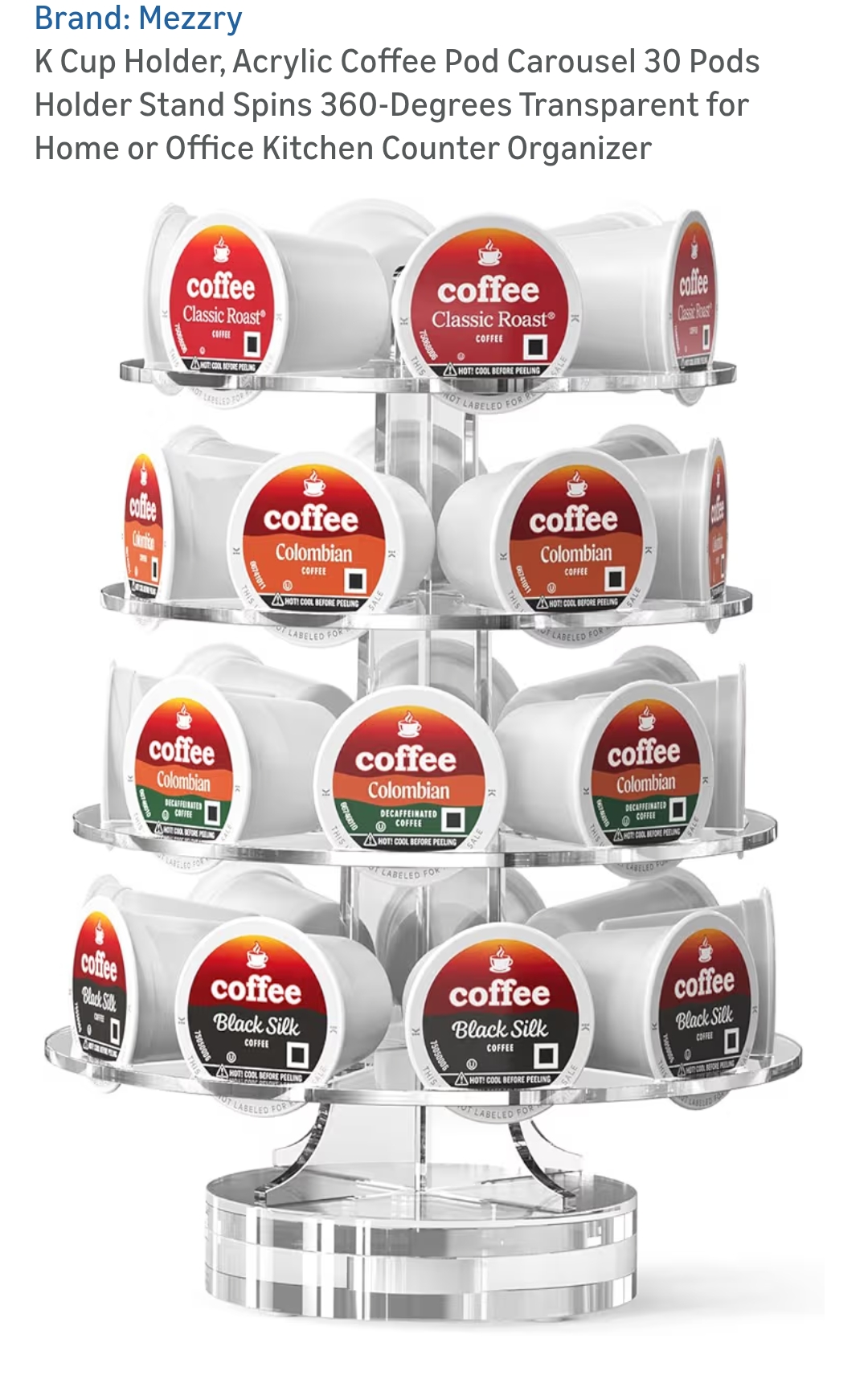 Acrylic Coffee Pod Carousel 30 Pods Holder