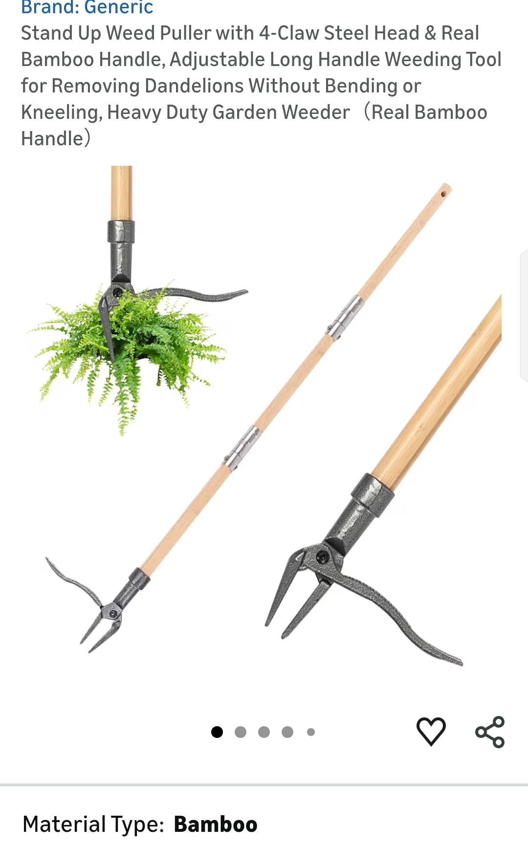 Stand Up Weed Puller Tool, Unbreakable Aluminum Claw & Heavy-Duty