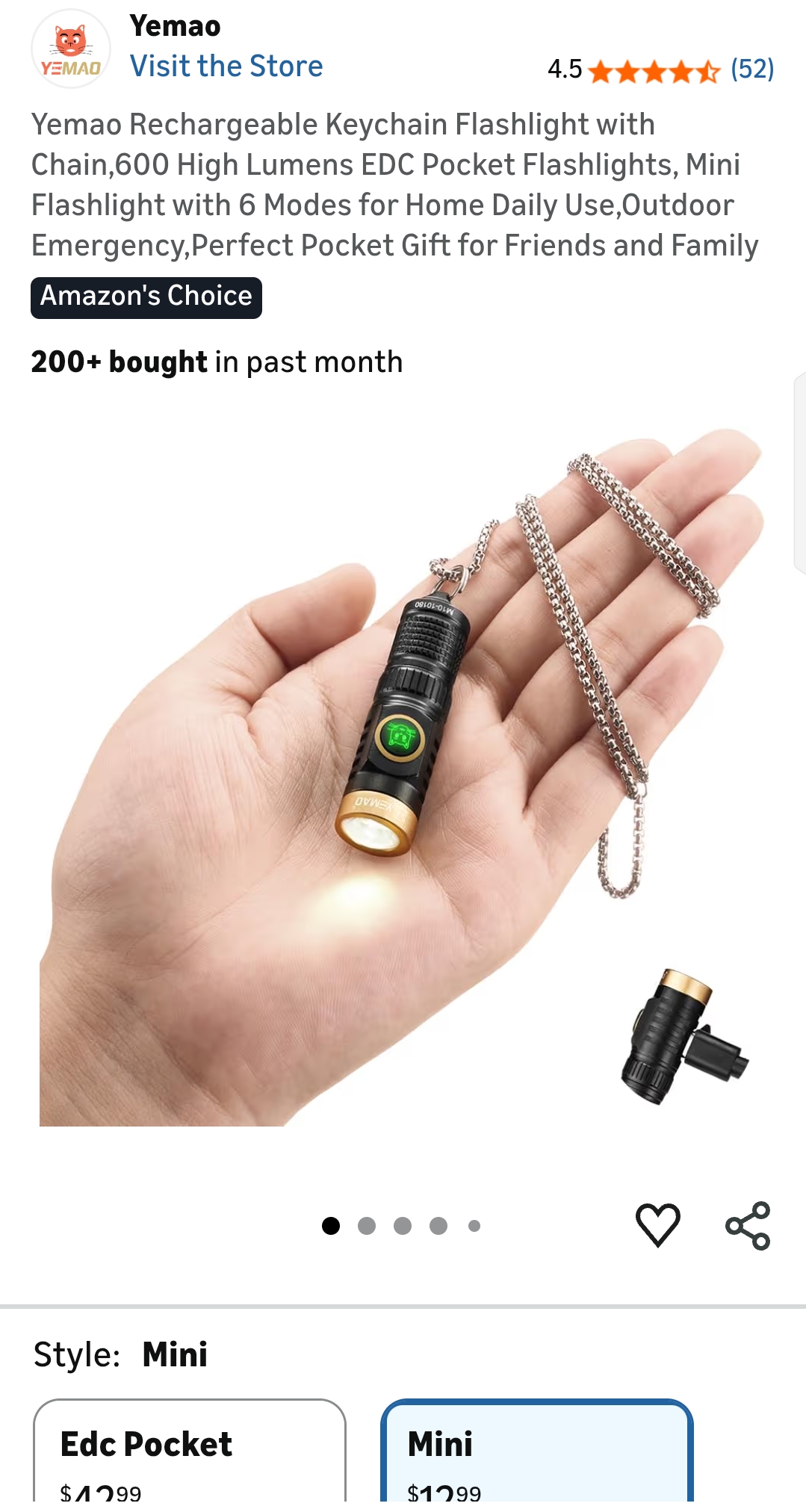 Keychain flashlight