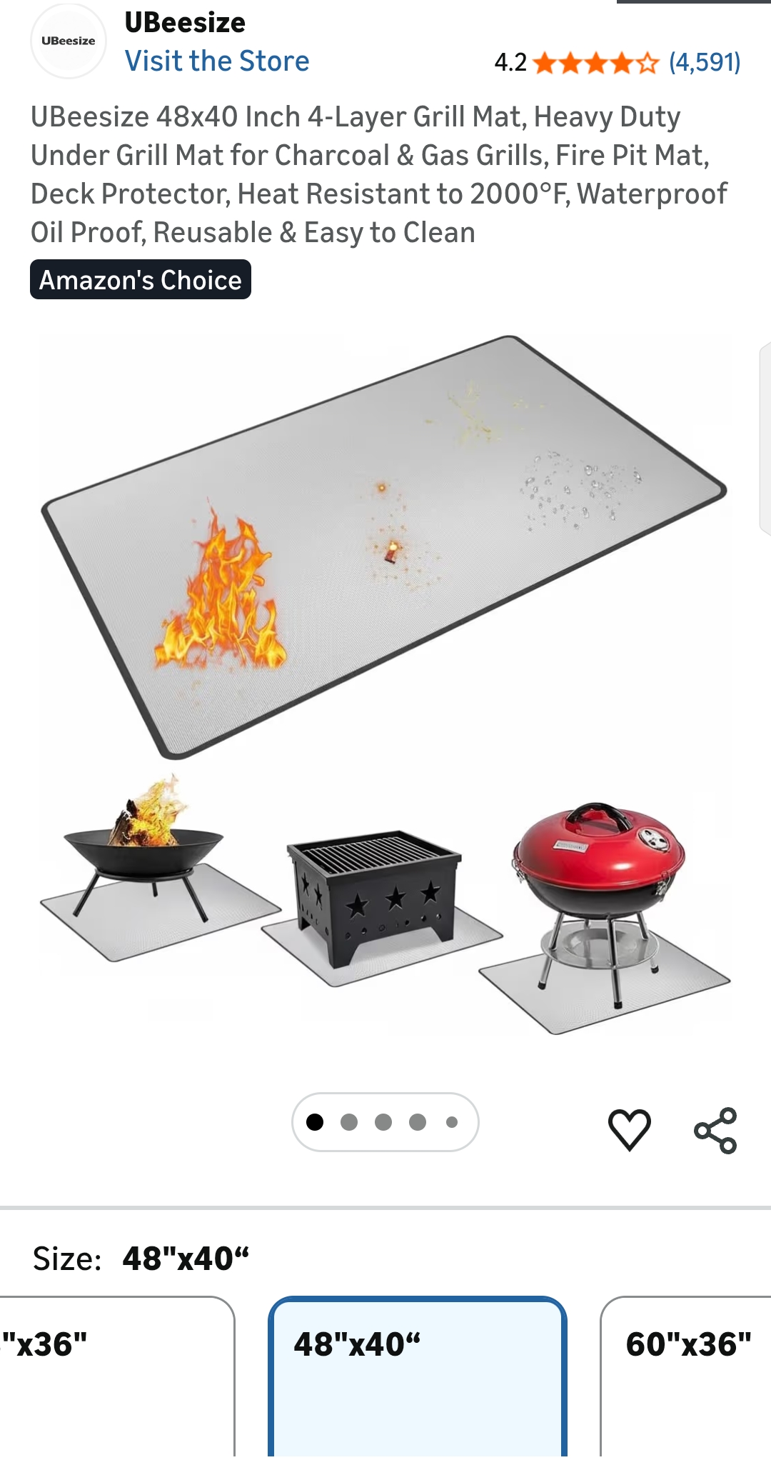 UBeesize 48x40 Inch 4-Layer Grill Mat