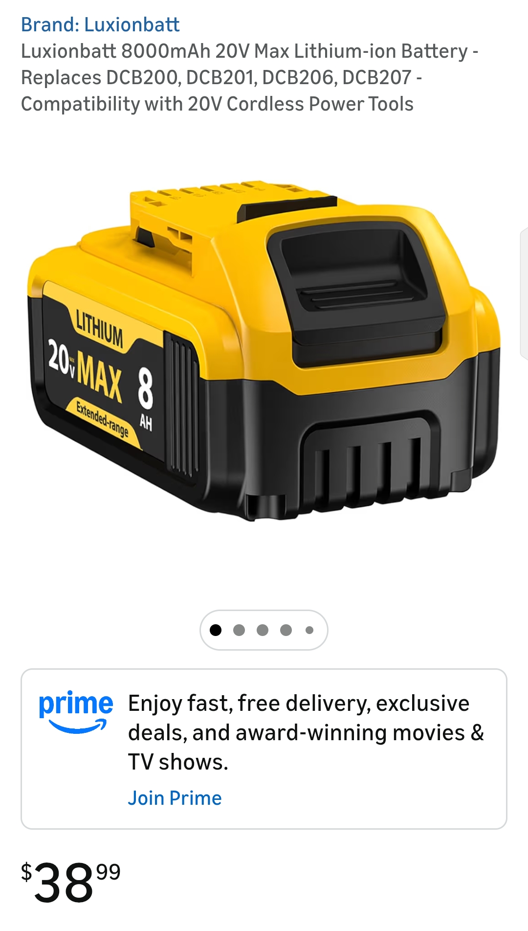 8000mAh 20V Max Lithium-ion Battery