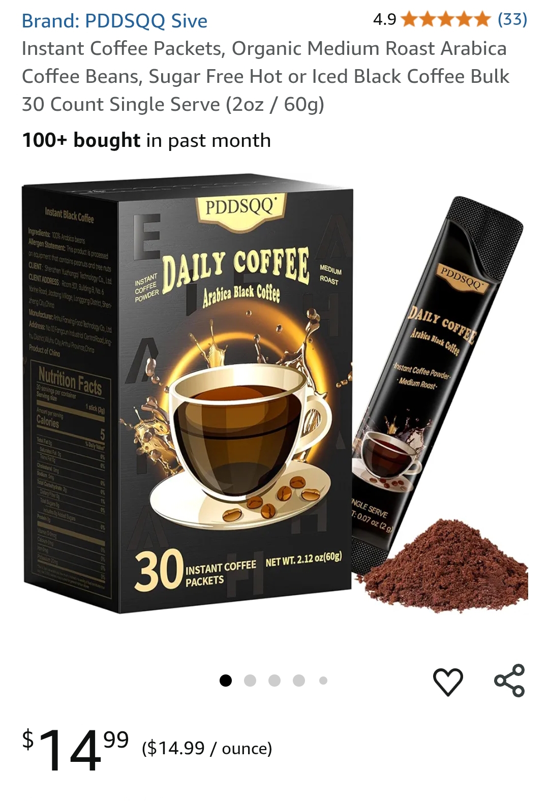 coffee packet single serve