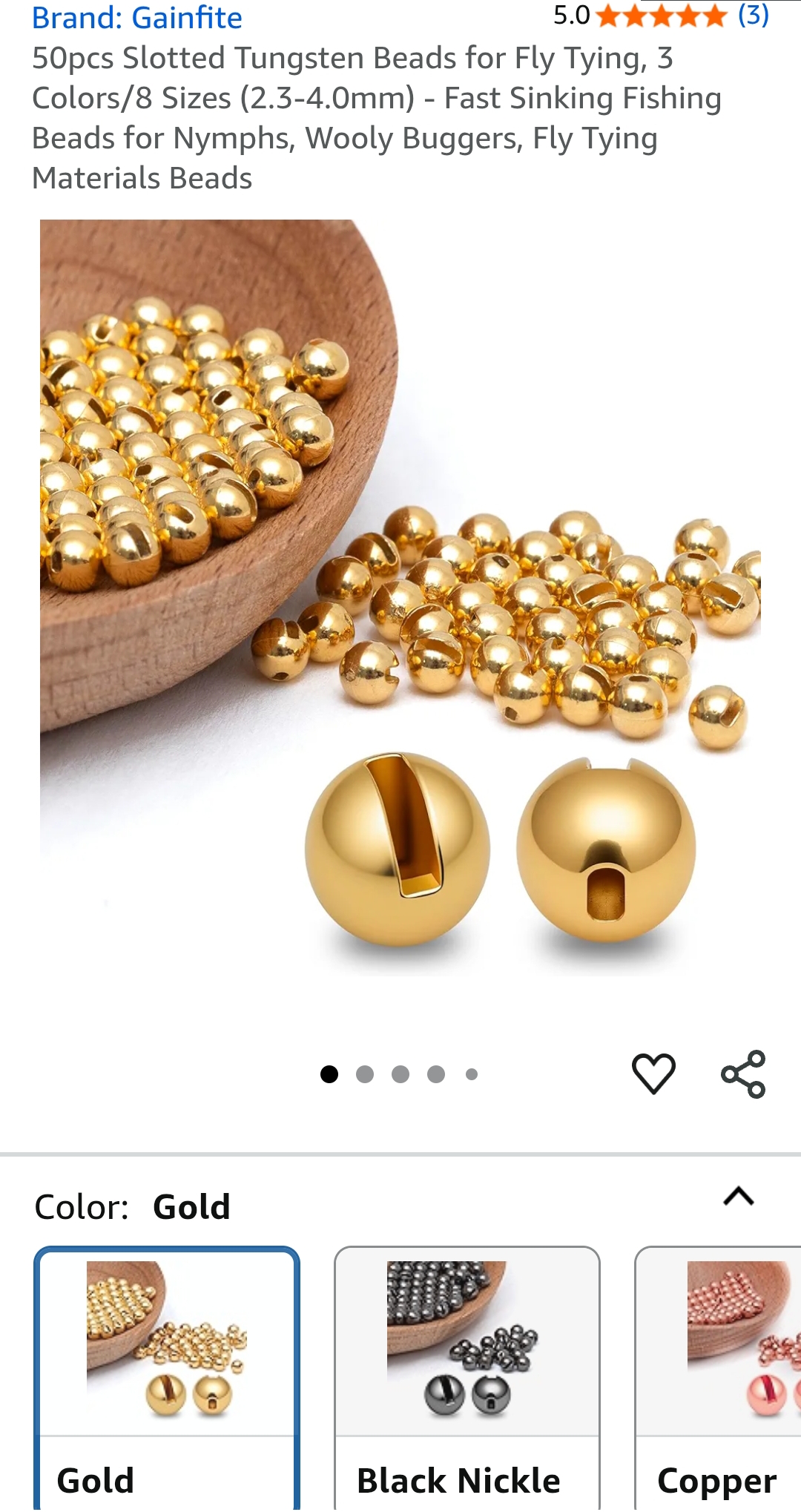 50pcs Slotted Tungsten Beads for Fly