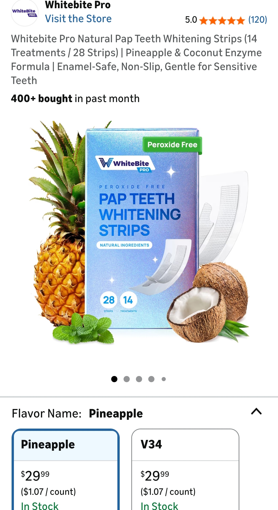 Whitebite Pro Natural Pap Teeth Whitening Strips