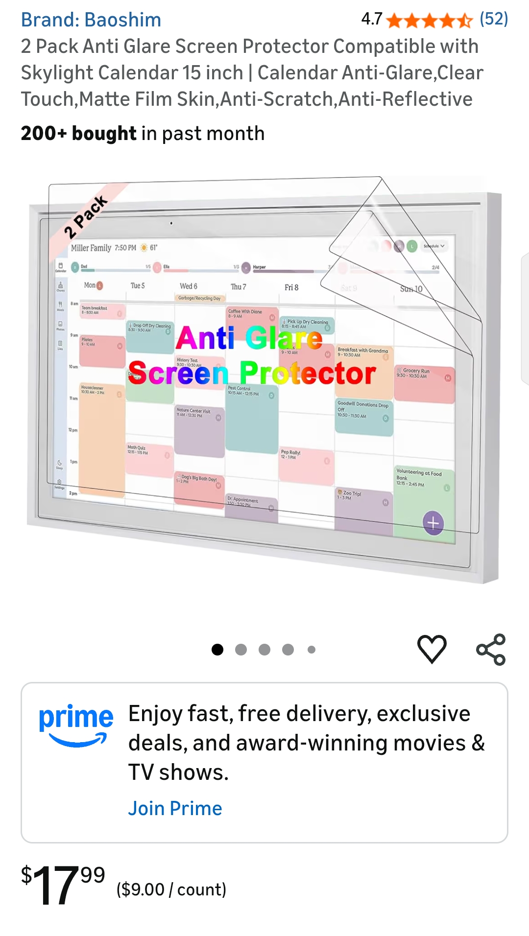 Skylight Calendar Screen Protector