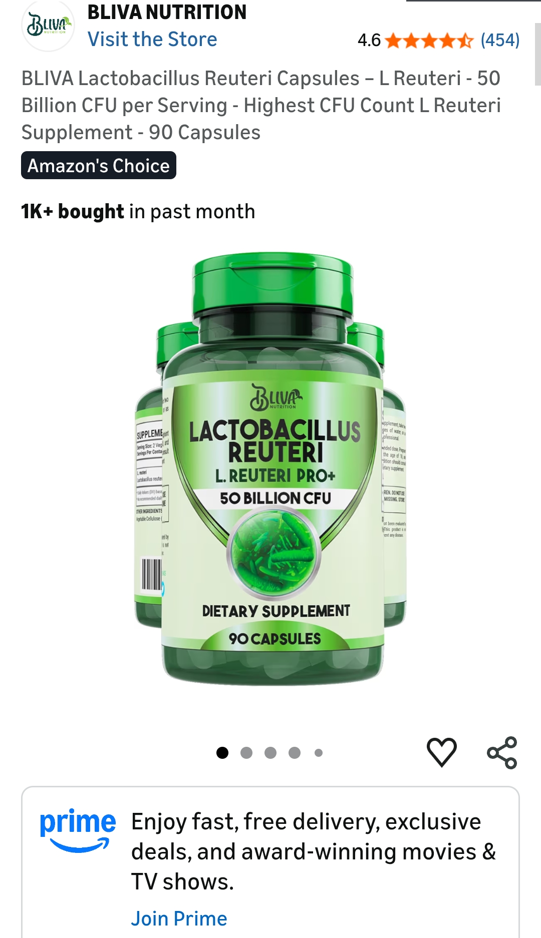 BLIVA Lactobacillus Reuteri Capsules